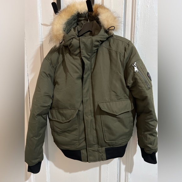 Pajar Olive Green Puffer Jacket with Fur Hood - Picture 1 of 3